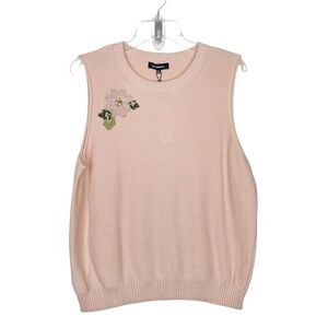 525 America Petite Cotton Blossom Floral-Applique Knit Sleeveless Top, PXL